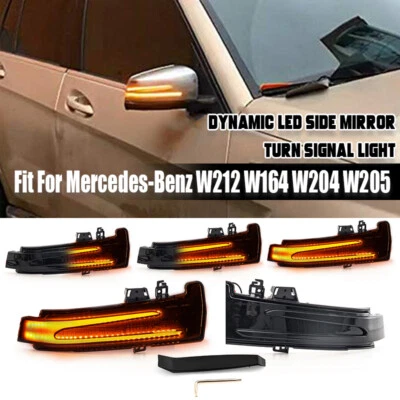 For Mercedes Benz W204 W212 Dynamic LED Wing Mirror Indicator Turn Signal Light - Image 1 of 4