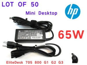Lot 50 Genuine HP EliteDesk 705 800 G1 G2 G3 Mini Desktop 65W AC Adapter Charger - Picture 1 of 4