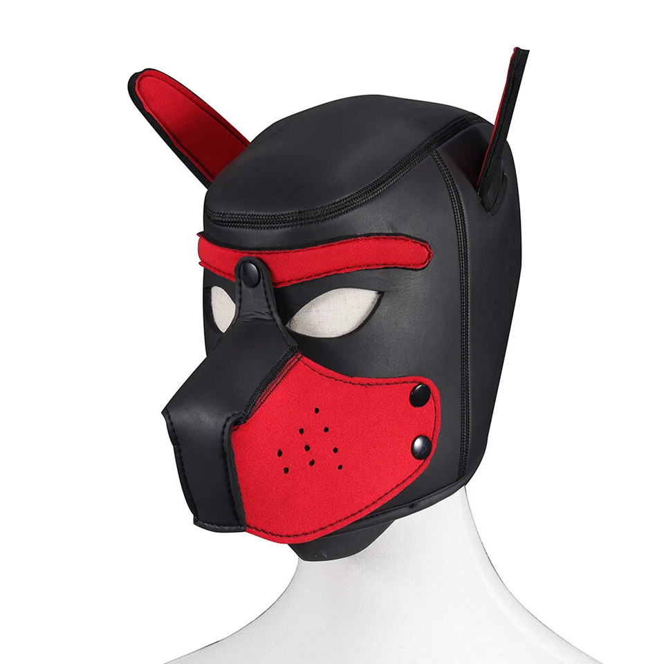 Padded Latex Rubber Role Play Dog Mask Puppy Cosplay Full Head for Couples Sexto - Image 1 of 4