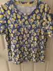 TU Size 20-22 Short Sleeve Top Blue with Lemons on Branch Cotton Pullover