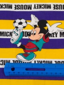 MICKEY MOUSE fleece fabric 80s knit NO STRETCH material 2+ yd sports soccer - Picture 1 of 14