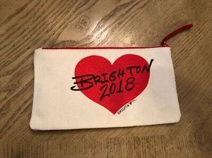 Brighton 2018 Fashionista Canvas Tasche Make-up Kosmetiktasche Reißverschluss Kalbsleder - Bild 1 von 3