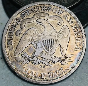 1876 CC Seated Liberty Half Dollar 50C Carson City Mint Silver US Coin CC24590 - Picture 1 of 6