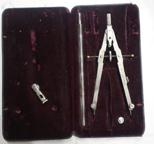 Vintage Gord Prazision German Drafting Compass in original antique case w acces.