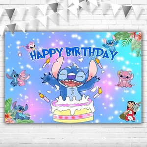 1St Birthday Decorations Banner for Boy 5X3Ft Happy Birthday Lilo and Sticth Bac - Picture 1 of 12