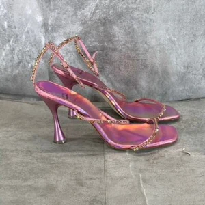 JEFFREY CAMPBELL Women's Pink Iridescent Demonica Rhinestone Sandals SZ 10 - Picture 1 of 10