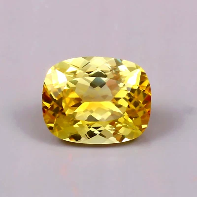 Natural 25 Ct Flawless EGL Certified Yellow Sapphire Cushion Cut Loose Gemstone - Image 1 of 4