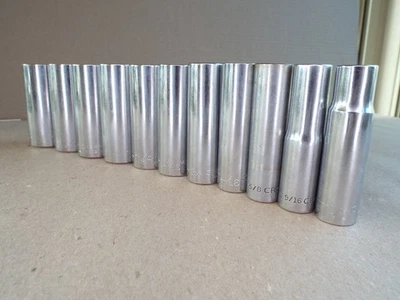 VTG Craftsman 11Pc Deep Socket Lot 1/2" - 1-1/8 USA 1/2" Dr 12 Pt SAE (Pls Read) - Image 1 of 4