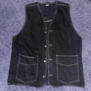 Gilet vintage Y2K nero jeans corpo largo colori incrociati / Karl Kani 2XL - Foto 1 di 9