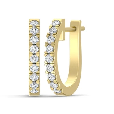 10K Yellow Gold 1/3 Ct Diamond Oval Huggie Hoop Earrings for Women 1.51g — 第 1/4 张图片