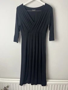 Vestido Toast Negro Plisado Jersey Vestido Midi Uk12 Bambú - Imagen 1 de 6