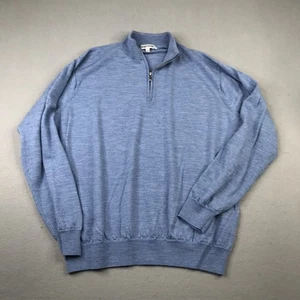 Peter Millar Sweater Mens XL Blue 1/4 Zip Pullover Merino Wool Blend Lightweight - Picture 1 of 11