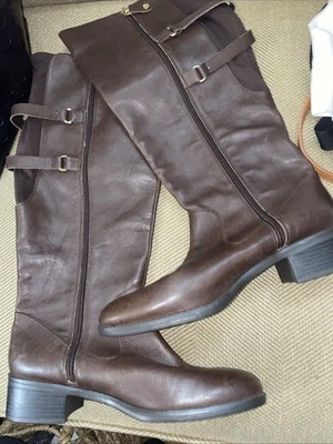 BOTAS DE MONTAR ISAAC MIZRAHI ANGELA CUERO MARRÓN MUJER TALLA 10 ANCHO Foto 1 de 4