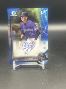 RYAN RITTER 2022 Bowman Draft Blue Wave 1st Auto /150 Rockies - Picture 1 of 2