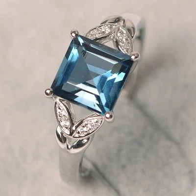 3.40Carat Princess Natural Topaz and Diamond Gemstone Ring 950PT Platinum Plated - Image 1 of 4