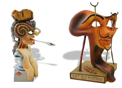 Salvador Dali Self Portrait and Picasso Art Sculpture Figurine 2 Piece Set - Image 1 of 3