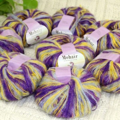 Sale New 8BallsX25gr Luxury Soft Mohair Warm Wrap Shawl Hand Knit Crochet Yarn - Image 1 of 4
