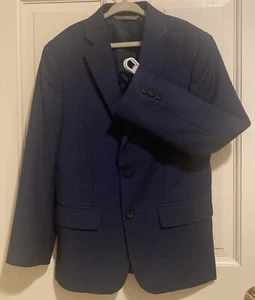Andrew Marc NY Boy’s Blazer Jacket Dark Blue MicroCheck Poly Rayon Lined Size 10 - Picture 1 of 10