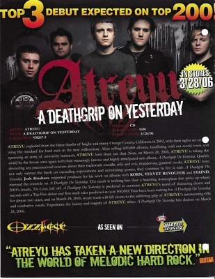 Póster ATREYU Raro 2006 Doble Cara Promo Comercio Anuncio para Deathgrip CD 8,5x11 Como Nuevo Foto 1 de 2