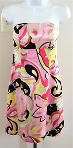 NUEVO CON ETIQUETAS ~ Mini Vestido Melly M 100% Seda Imperio Bandeau Forrado Cremallera Trasera Damas Talla 4 - Imagen 1 de 6