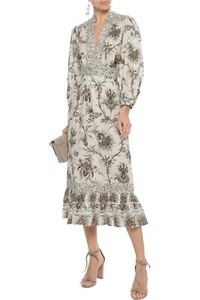 Vestido midi Zimmermann talla 0 / AU 8 / US 4 Tali babero frontal estampado floral lino - Imagen 1 de 15