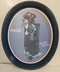 VTG Coca Cola Coke Collector's "1912 Calendar Lady" Oval Metal Soda Serving Tray - Picture 1 of 6