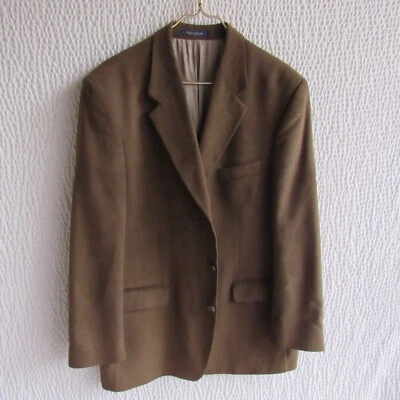 Mens Solid Green Blazer 44 44R Lord & Taylor Collection Suede Feel Sports Coat - Image 1 of 4