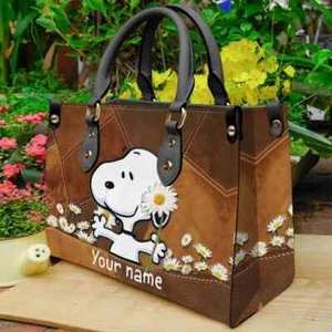 Personalisierte Disney Snoopy Lederhandtasche, Snoppy Hund Leder Handtasche Geschenk Damen - Bild 1 von 3