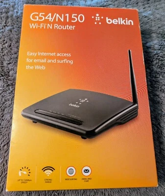 Belkin G54/N150 Wireless Wi Fi N Router 4 LAN Port Up to 150Mbps New Open Box - Image 1 of 4