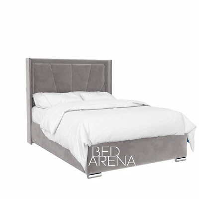 BED ARENA Plush Velvet Sunrise Wing Back Bed Frame Winged Bed Double Bed, King, Super King