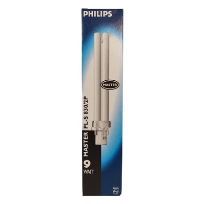 Philips Master 9W / 830 lámpara fluorescente compacta G23 PL-S PLS 2P blanco cálido - NUEVO - Imagen 1 de 4