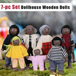 7-teiliges Set Puppenhaus Holz Kinder Spielen Spielzeug Familie Afroamerikaner - Bild 1 von 5