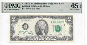 1976 New York Hard to find BC Block $2 FRN PMG 65 EPQ Gem Uncirculated - Picture 1 of 8