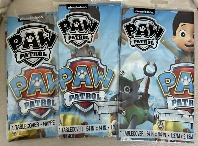 Lote de 3 Cubiertas de Mesa Paw Patrol 54"x84" Suministros de Fiesta de Cumpleaños Decoraciones Foto 1 de 3
