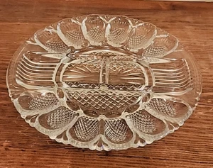 VTG L E Smith Glass Deviled Eggs Relish Tray Divided Glass Serving Plate, 12 Egg - Picture 1 of 5