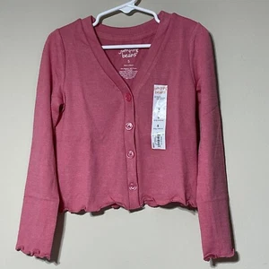 Jumping Beans Girls Pink Cardigan Size 5. NWT! Button Closure. Lettuce Edge - Picture 1 of 6