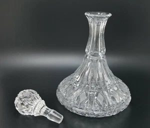 Vintage Crystal Ships Decanter Hand Cut Faceted Diamond Pattern 11 3/4" - Picture 1 of 11