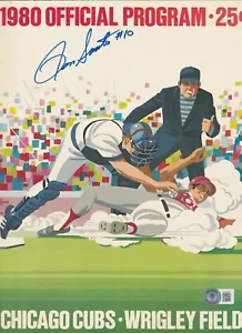 RON SANTO Signed 4/17/80 Chicago CUBS Official PROGRAM Beckett (BAS) - Picture 1 of 2
