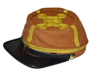 American Civil War Confederate Generals Butternut Wool Kepi Hat XLarge 60/61cms - Picture 1 of 3