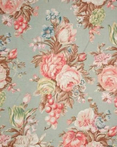 Rare 1986 HTF 1 YARD NEW RALPH LAUREN CHARLOTTE roses celadon FABRIC not drapes - Picture 1 of 6