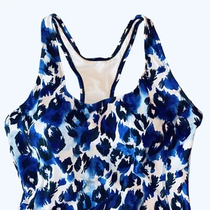 Neu mit Etikett Nicole Miller 1-teiliger Badeanzug Racerback aquamarin Gepardenmuster Übergröße 1X - Bild 1 von 10
