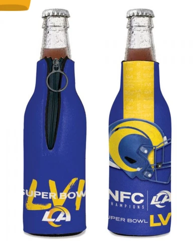 NFL Football Los Angeles Rams NFC Champions Super Bowl 56 LVI 12oz Bottle Cooler Cover