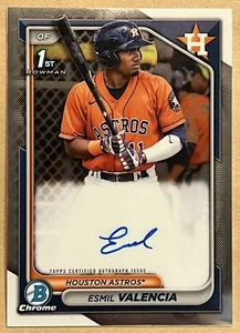 2024 1st Bowman Chrome Esmil Valencia RC Auto #CPA-EVI Houston Astros Free Ship - Picture 1 of 6