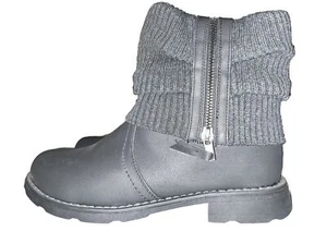 Women Boots Winter Fall 9.5 Black With Zipper Shaft With Knitted Fabric Outlined - Picture 1 of 9