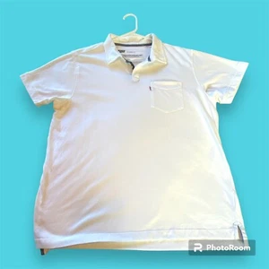 Levi’s Mens Large Collared Polo Shirt White Soft Cotton Blend Logo Pocket - Picture 1 of 7