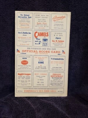 VINTAGE 1946 Washington Senators vs. New York Yankees Griffith Stad Game Program - Image 1 of 4