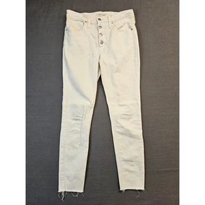 Madewell The Perfect Vintage Jean White Button Fly Raw Hem Womens Size 27 - Picture 1 of 5