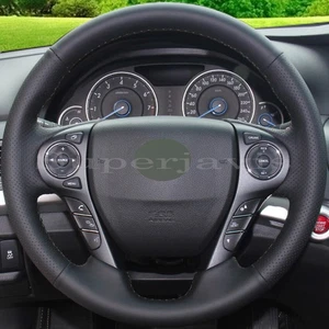Custom Black PU Leather Steering Wheel Stitch on Cover For Honda Accord 9 13-17 - Picture 1 of 10