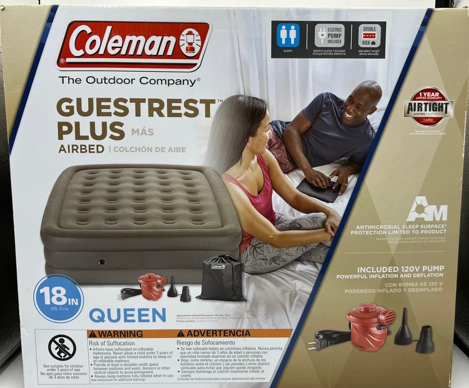 Cama de aire Coleman GUESTREST Plus, Queen, 18 pulgadas, incluye bomba de 120 V, ¡NUEVA! Foto 1 de 4