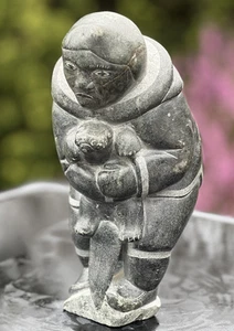 Vintage Inuit Soapstone Carving 9 1/2" Tall Hunter with Sea Otter Statue - Picture 1 of 21